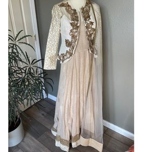 Beige anarkali with jacket - brand new never worn